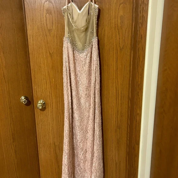 Light pink spaghetti strap beaded prom dress, size 4 - Picture 3 of 8